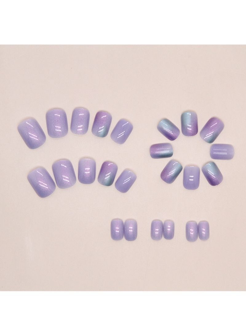 SCHAVO Purple Starry Sky 24Pcs Short Press On Nails - Image 3