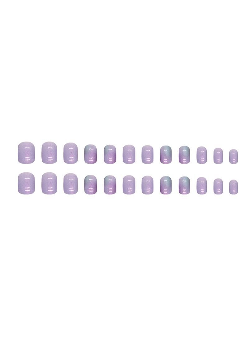 SCHAVO Purple Starry Sky 24Pcs Short Press On Nails - Image 5