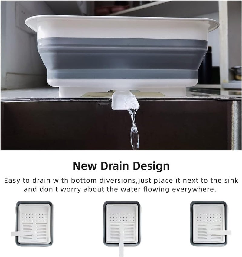 THANSTAR Collapsible Dish Drying Rack for RV Kitchen, Foldable Drainer Organizer for Kitchen Countertop, Space Saving Portable Dish Rack for Campers, Travel Trailer & Small Spaces, Easy Storage, Grey - Image 5