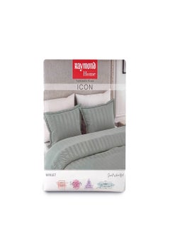 Raymond Raymond Home King Flat Sheet Bedsheet 210 Thread Count Luxirious Mercerised 100% Cotton Bedding Herringbone Bed Linen with 2 Pillow Case - Grey (274 * 274 CM)  - Image 3