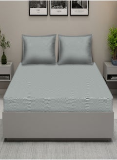 Raymond Raymond Home King Flat Sheet Bedsheet 210 Thread Count Luxirious Mercerised 100% Cotton Bedding Herringbone Bed Linen with 2 Pillow Case - Grey (274 * 274 CM)  - Image 1