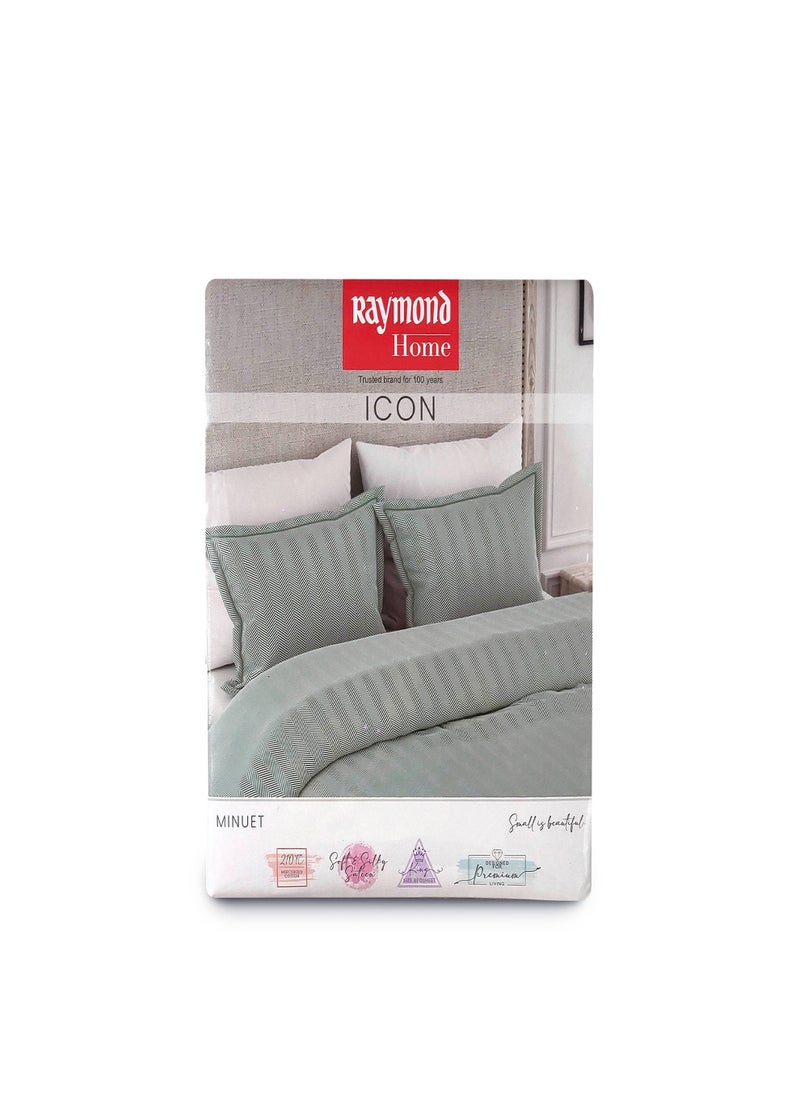 Raymond Raymond Home King Flat Sheet Bedsheet 210 Thread Count Luxirious Mercerised 100% Cotton Bedding Herringbone Bed Linen with 2 Pillow Case - Grey (274 * 274 CM)  - Image 3