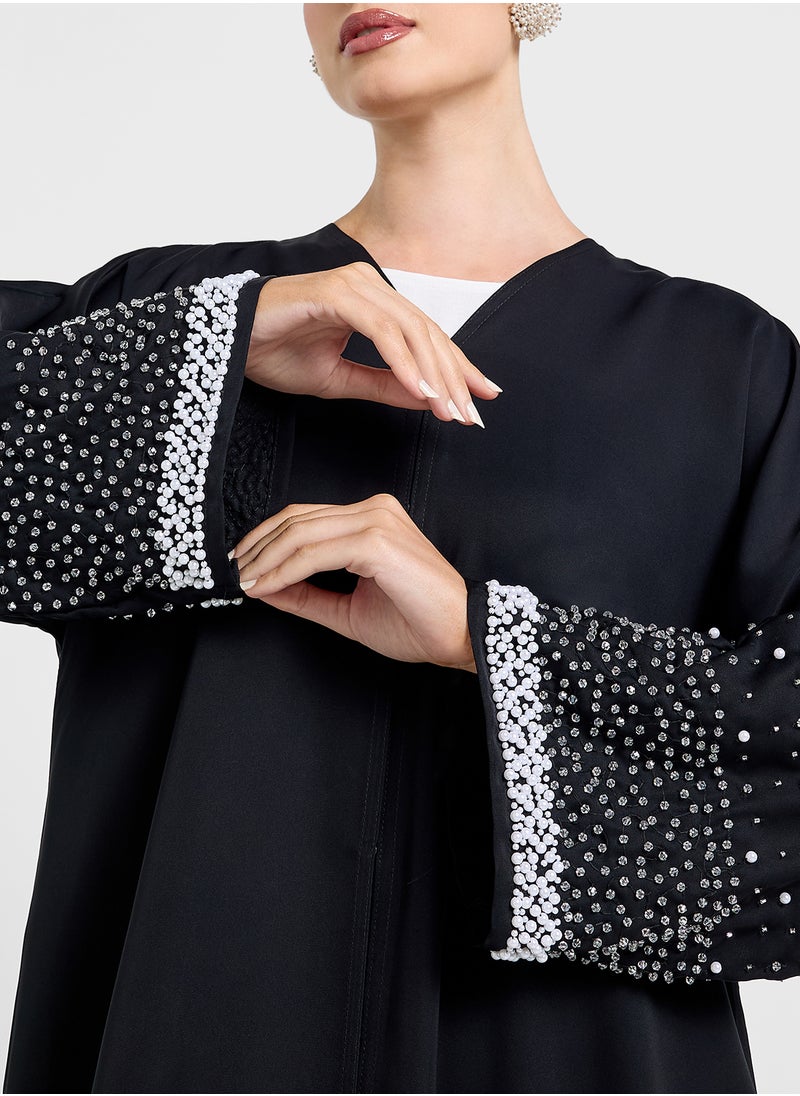 Khizana - Abaya With Embellished Sleeves & Sheila - Image 1