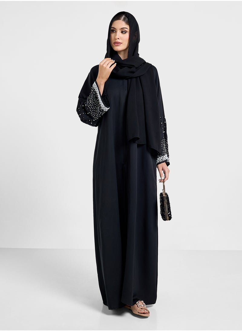 Khizana - Abaya With Embellished Sleeves & Sheila - Image 1