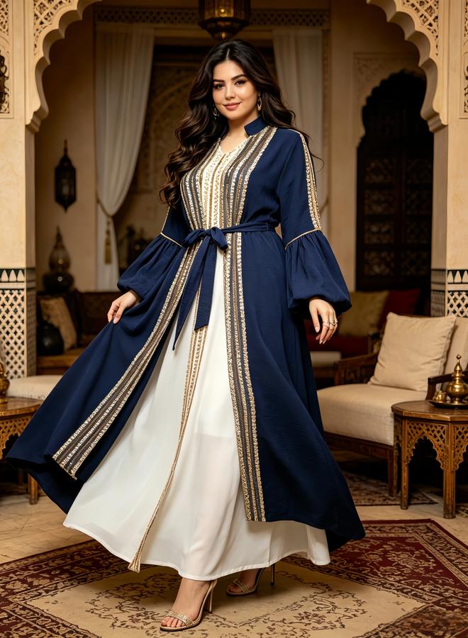 Take Two Blue Belted Kaftan Dress - Image 1