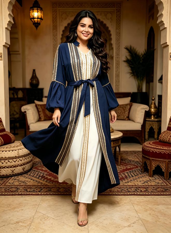Take Two Blue Belted Kaftan Dress - Image 3