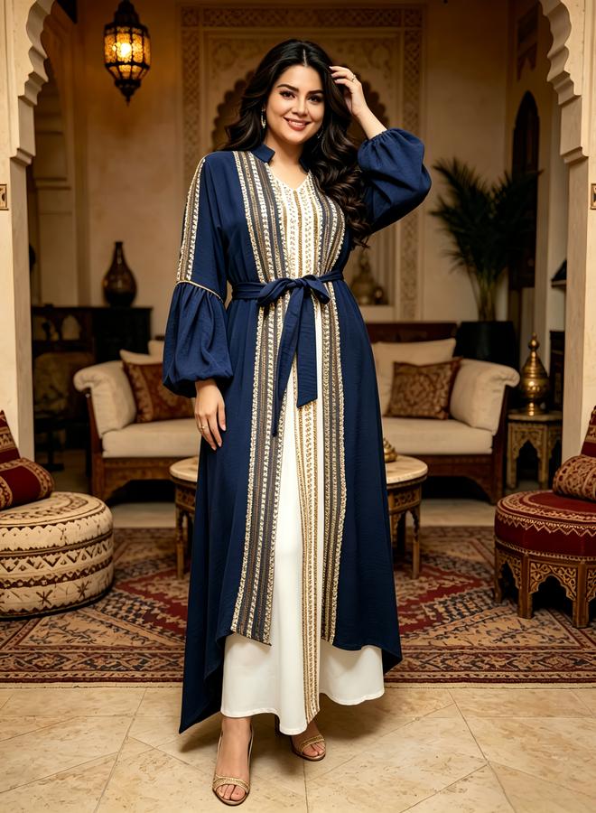 Take Two Blue Belted Kaftan Dress - Image 4