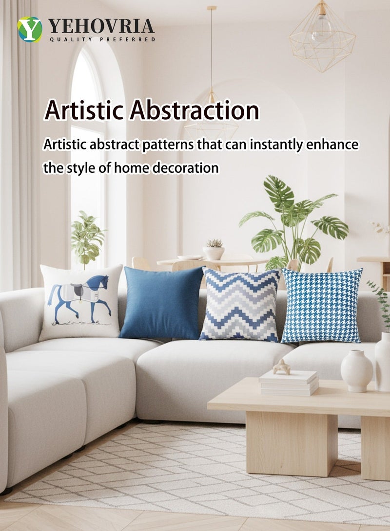 YEHOVRIA Throw Pillow Covers Set of 4 45x45cm 18x18 Inches Double Sided Pattern Cushion Covers for Living Room Sofa Car Couch Bed Decorative Cushion Cases - Image 3