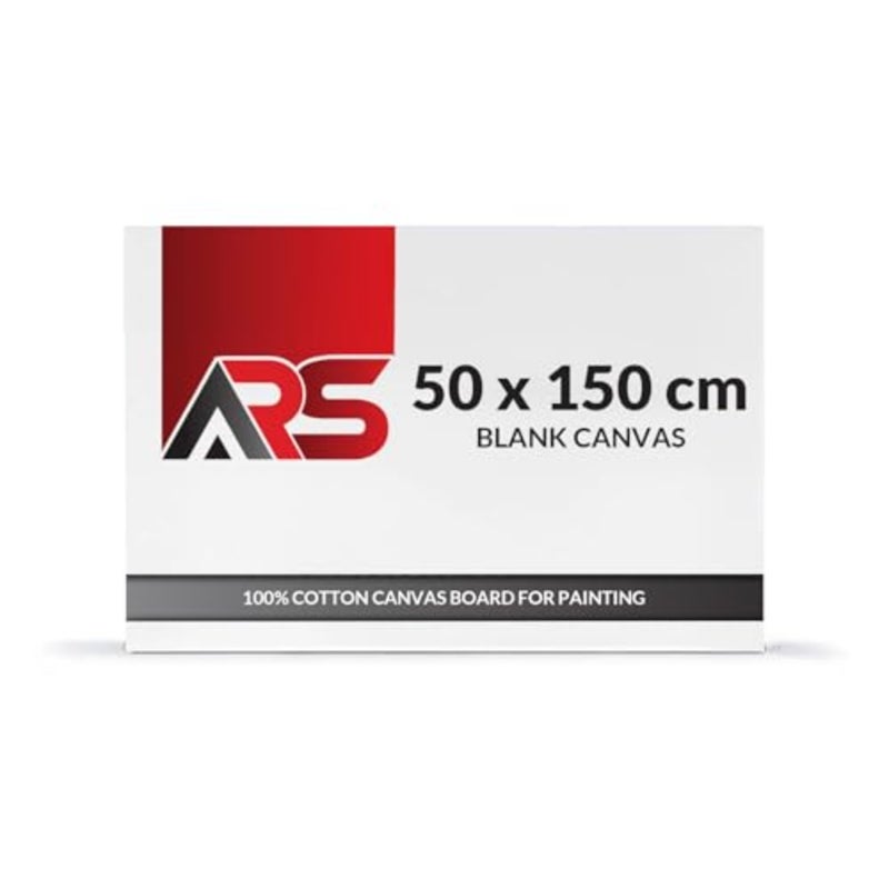 ARS® قماش فارغ مقاس 50 × 150 سم باللون الأبيض - لوحات قماشية عالية الجودة مصنوعة من القطن بنسبة 100% للرسم وصب الأكريليك والطلاء الزيتي والوسائط الفنية الرطبة - Image 1