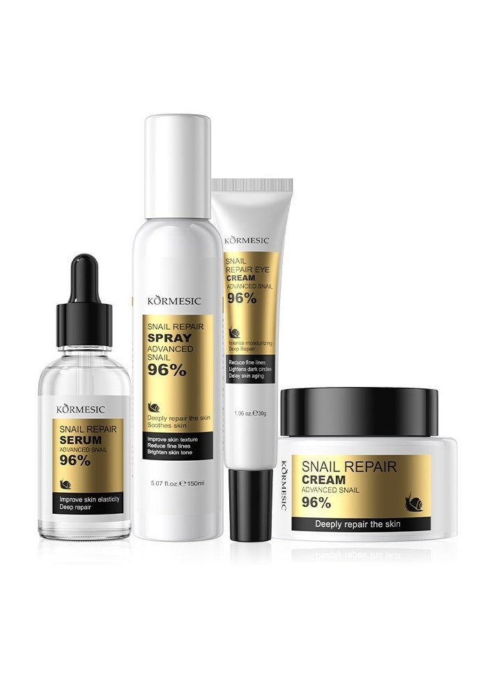 Kormesic Snail Skincare 4-Piece Set | Serum 30ml + Eye Cream 30g + Face Cream 50g + Mist 150ml  - Image 1