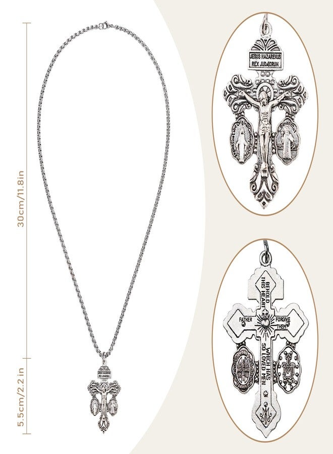 BigPig Pardon Crucifix Necklace with St Benedict and Milagrosa Medal,Cruz Del Perdon Catolica,Crucifijo Del Perdon,Rosarios Catolicos Regalos Cristianos Para Hombre y Mujer Mamá Papa Abuela Suegra Tía Gift - Image 2