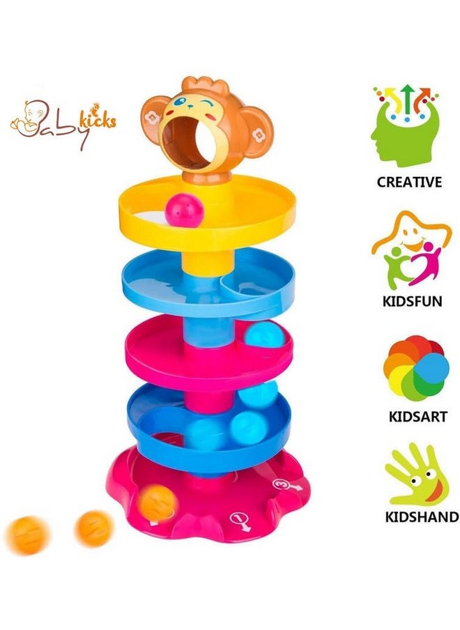 BabyKicks Babykicks 5 Layer Ball Drop and roll Swirling Tower Rolling and Swirling Ramp Toy for Baby and Toddlers with 3 Colorful Plastic Rattle Balls (Multicolor)  - Image 3