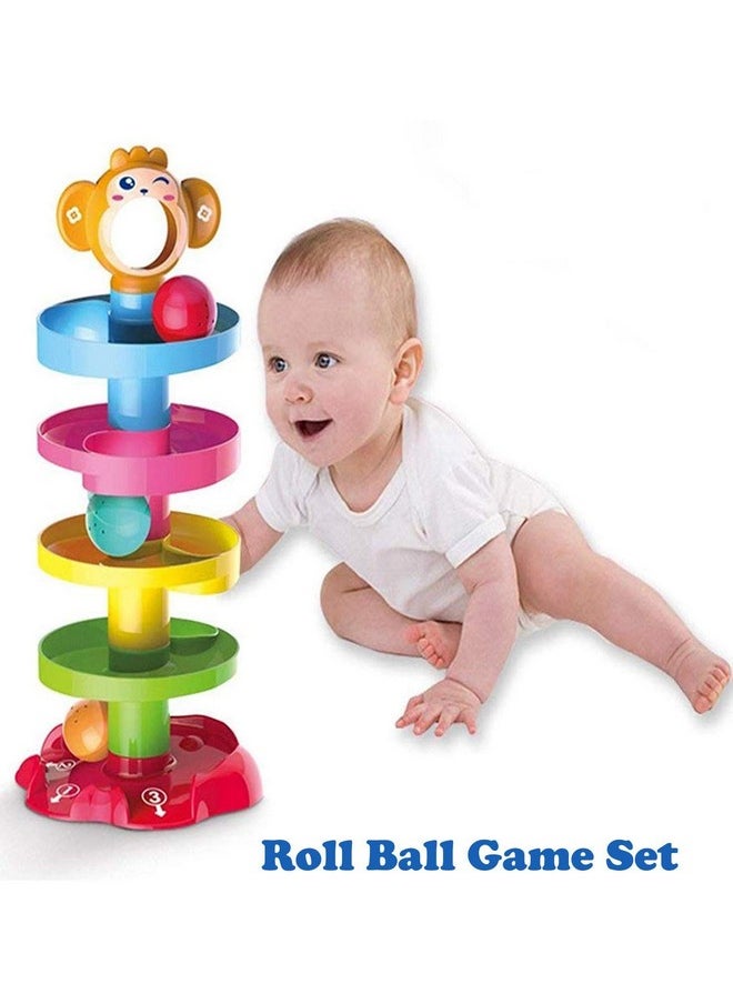 BabyKicks Babykicks 5 Layer Ball Drop and roll Swirling Tower Rolling and Swirling Ramp Toy for Baby and Toddlers with 3 Colorful Plastic Rattle Balls (Multicolor)  - Image 4