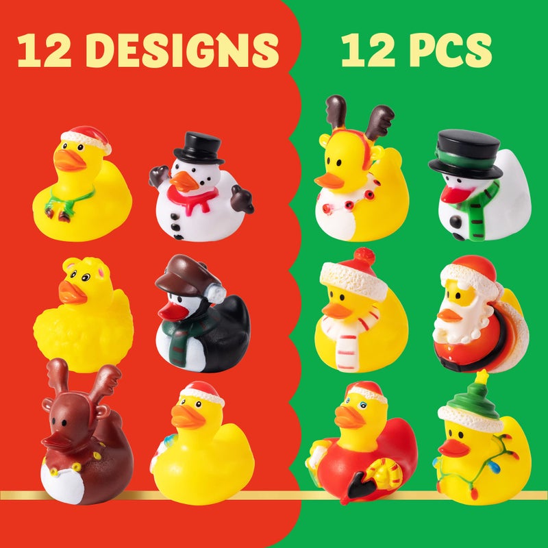 JOYIN 12 Pcs Christmas Rubber Duck Bath Toys for Christmas Goodie Bag Stuffers and Baby Showers, Girls and Toddlers Christmas Party Favor Xmas Gifts - Image 2