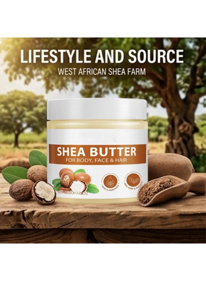 Shea Butter, All-Natural Butter Provides Deep Nourishing Moisturizing, 100% Pure Natural Moisturizer, Suitable For Body, Face and Hair, Long-Lasting Moisturizing 200g. - Image 2