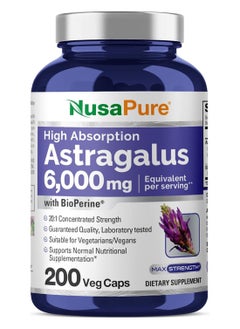 NusaPure Pure Astragalus 6000 Mg Per Caps 200 Capsules  - Image 1