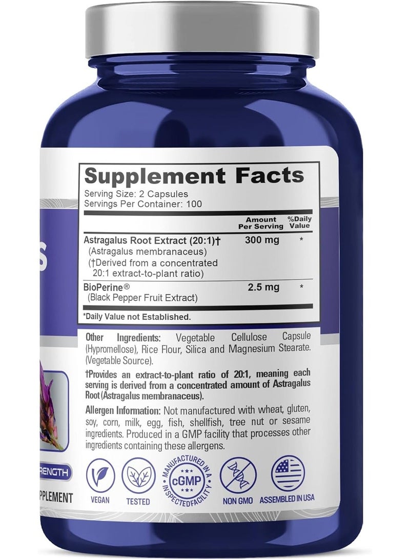 NusaPure Pure Astragalus 300mg Per Caps 200 Capsules (NON-GMO & Gluten Free) Max Strength - Supports Cardiovascular Health, Boosts Immune Function, Improves Inflammatory Response - Image 2