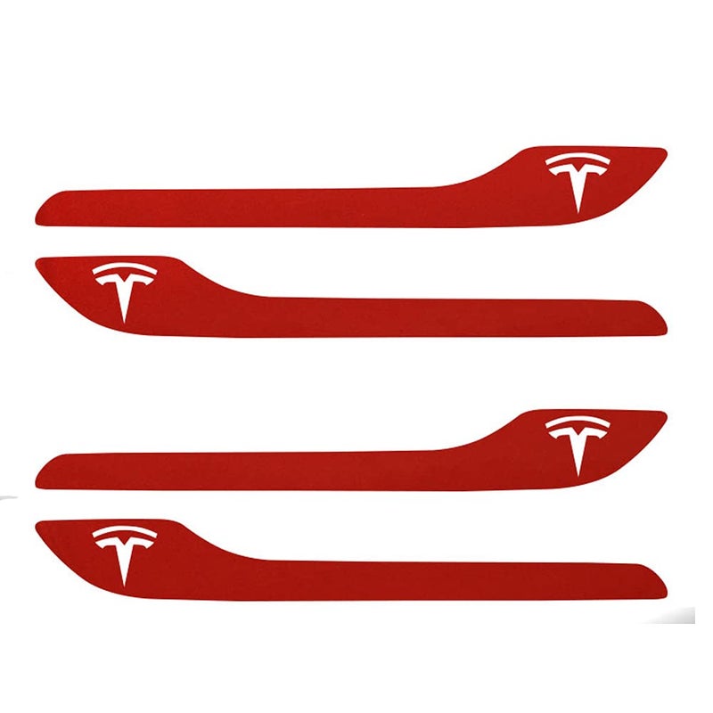 IPG مجموعة ملصقات تغليف مقبض الباب IPG لطراز تسلا 3 / طراز Y (مجموعة من 4) مع شعار تسلا (أحمر لؤلؤي متعدد الطلاء) - Image 1