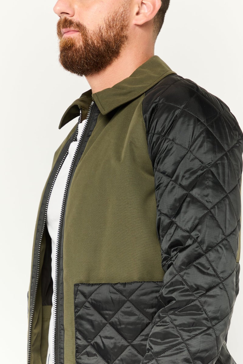 Michael Kors Men Two-Tone Full Zip Quilted Jacket, Olive - Image 4