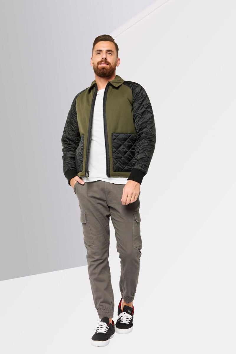 Michael Kors Men Two-Tone Full Zip Quilted Jacket, Olive - Image 2