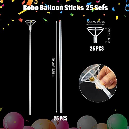 Charniol 25 Pieces Balloon Sticks with Cups 16 Inch Long Clear Balloon Holder Transparent Balloons Sticks for Birthday Party Wedding Anniversary Indoor Outdoor - Image 5