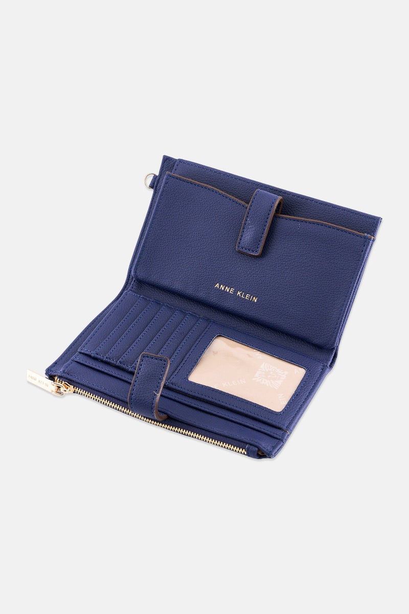 ANNE KLEIN Women Brand Logo Long Wallet, Navy - Image 3