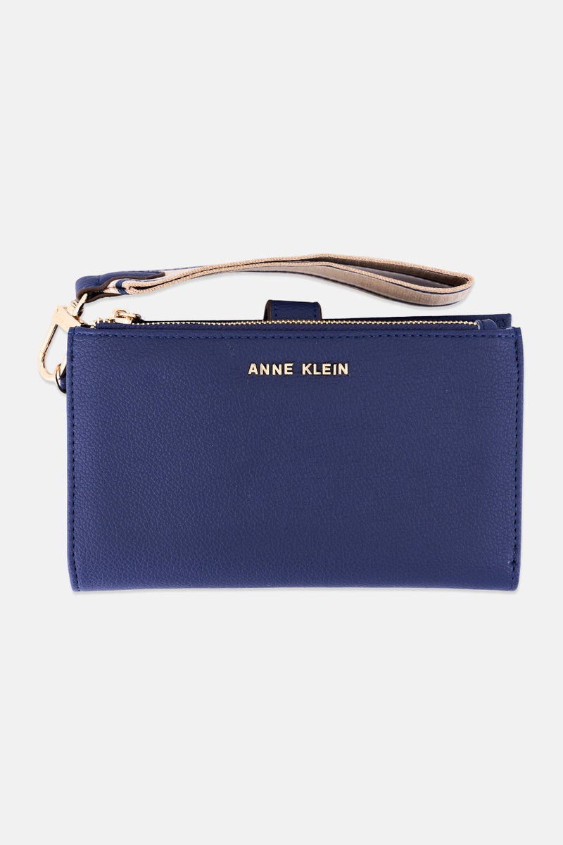 ANNE KLEIN Women Brand Logo Long Wallet, Navy - Image 1