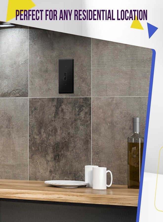 ENERLITES لوحة مفاتيح إضاءة جدارية من ENERLITES، بلمسة نهائية لامعة، مقاس قياسي أحادي 4.50 بوصة × 2.76 بوصة، مصنوعة من البولي كربونات الحراري غير القابل للكسر، 8811-BK-10PCS، أسود لامع، عبوة من 10 قطع - Image 4