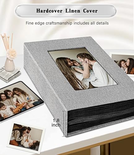 Ejblfe Photo Album 4x6,Linen Cover Slide-in Photo Album Book Can Holds 100 4x6 Photos with 50 Black Sheets for Family,Wedding,Baby and Holiday Pictures (Gray) - Image 5