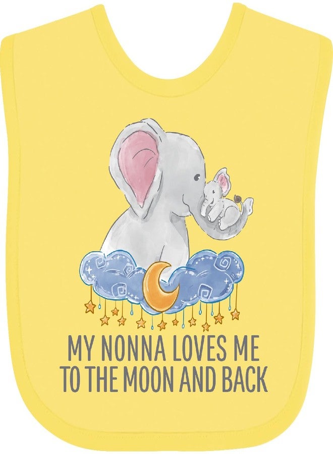 inktastic My Nonna Loves Me To the Moon and Back Elephants in Clouds Baby Bib Banana 41f78 - Image 1