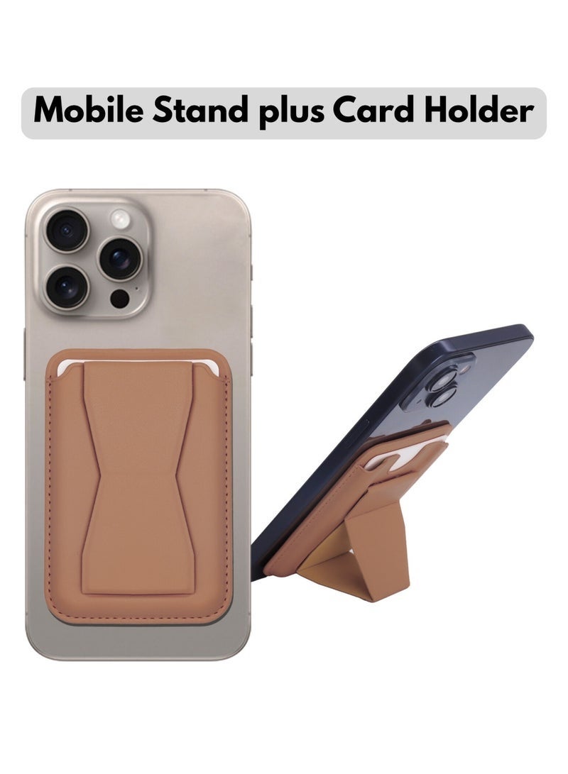 ELTRAZONE Leather Mobile Stand with 3 Card Holder – 2 in 1 Universal Wallet & Phone Stand, Stick-On Slim Design for All Smartphones, Magnetic Grip & Premium PU Leather Finish – - Image 1