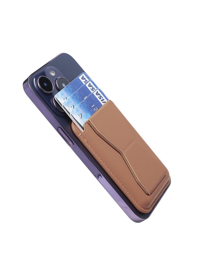 ELTRAZONE Leather Mobile Stand with 3 Card Holder – 2 in 1 Universal Wallet & Phone Stand, Stick-On Slim Design for All Smartphones, Magnetic Grip & Premium PU Leather Finish – - Image 2