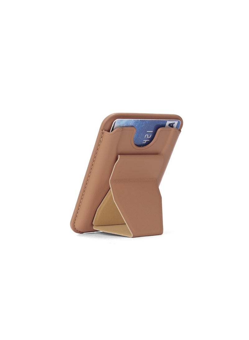 ELTRAZONE Leather Mobile Stand with 3 Card Holder – 2 in 1 Universal Wallet & Phone Stand, Stick-On Slim Design for All Smartphones, Magnetic Grip & Premium PU Leather Finish – - Image 3