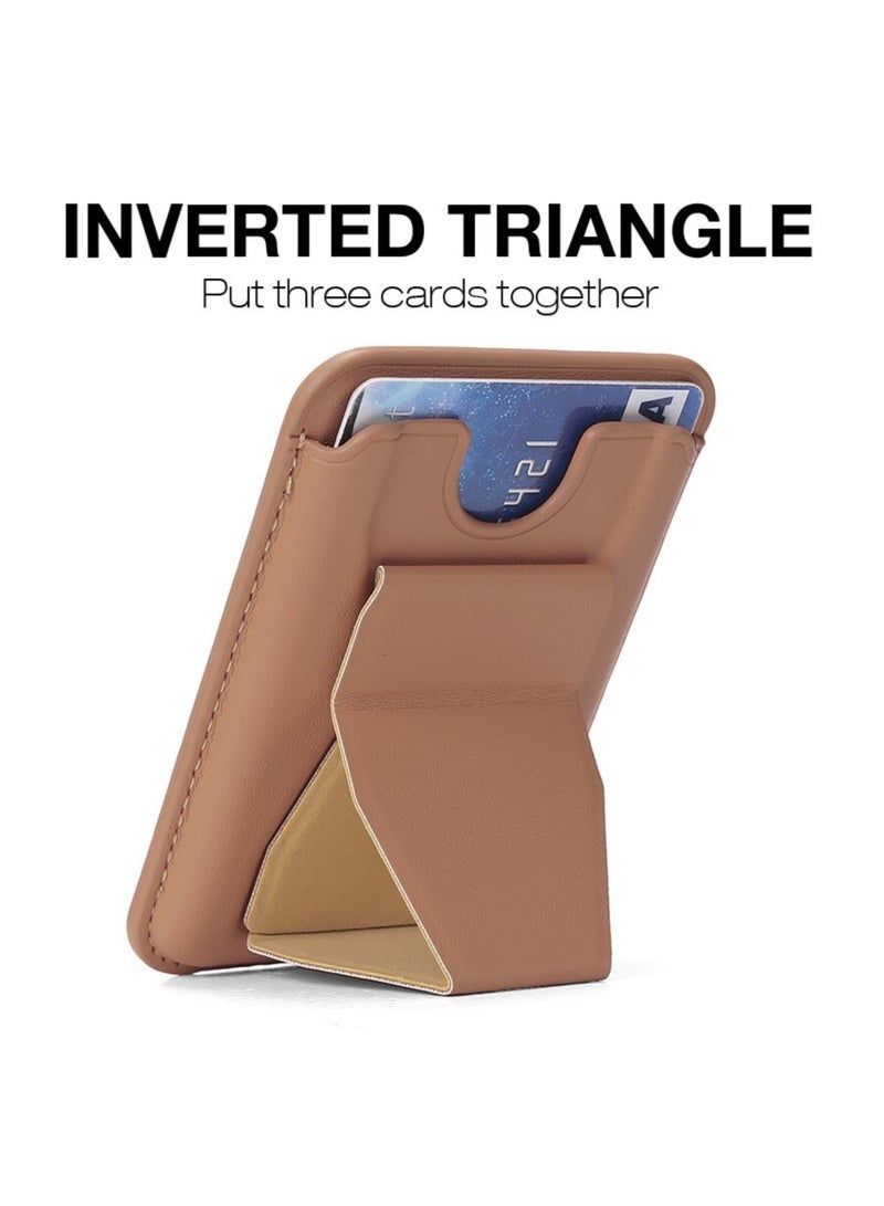 ELTRAZONE Leather Mobile Stand with 3 Card Holder – 2 in 1 Universal Wallet & Phone Stand, Stick-On Slim Design for All Smartphones, Magnetic Grip & Premium PU Leather Finish – - Image 5