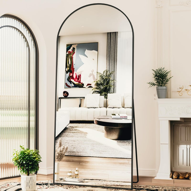 Antok Full Length Mirror, 76"x34" Floor Mirror, Arched Floor Standing Freestanding Arch Full Body Mirrors with Stand for Bedroom, Hanging Mounted for Living Room Cloakroom,Black - Image 1