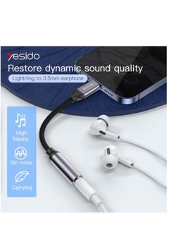 Yesido Yesido Audio Cable AUX 3.5MM Lightning To Headphone Adapter 3.5millimeter Black  - Image 2