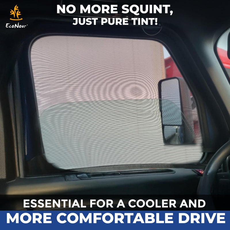 EcoNour Truck 2Pack Side Window Shade Stretchable Breathable Mesh Privacy Blackout Sunshade for Semi Truck Kenworth T680 Peterbilt 589 Peterbilt 579 XXXL 30 x 48 - Image 3