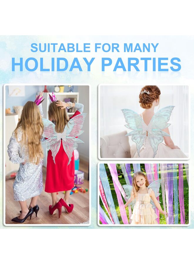 Fairy Wings, Glitter Transparent Angel Elf Dress up Accessories Fairy Wings Costume Set- Cosplay with Butterfly Wings for Halloween, Party-Silver - Image 2