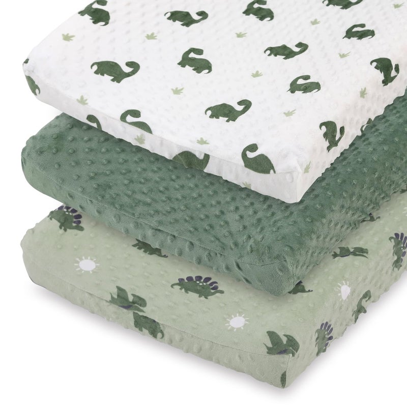 The Peanut Shell The Peanutshell Baby Changing Pad Covers Boy Minky Changing Table Sheets Dinosaur Nursery Decor Sage Green Baby Items - Image 1