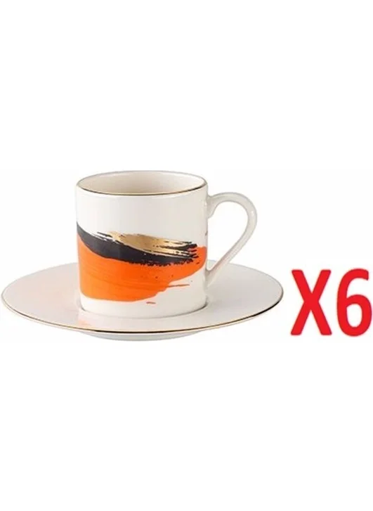 Porland Dash Pattern Coffee Cup with Plate 90CC 6 Pieces 04ALM008282