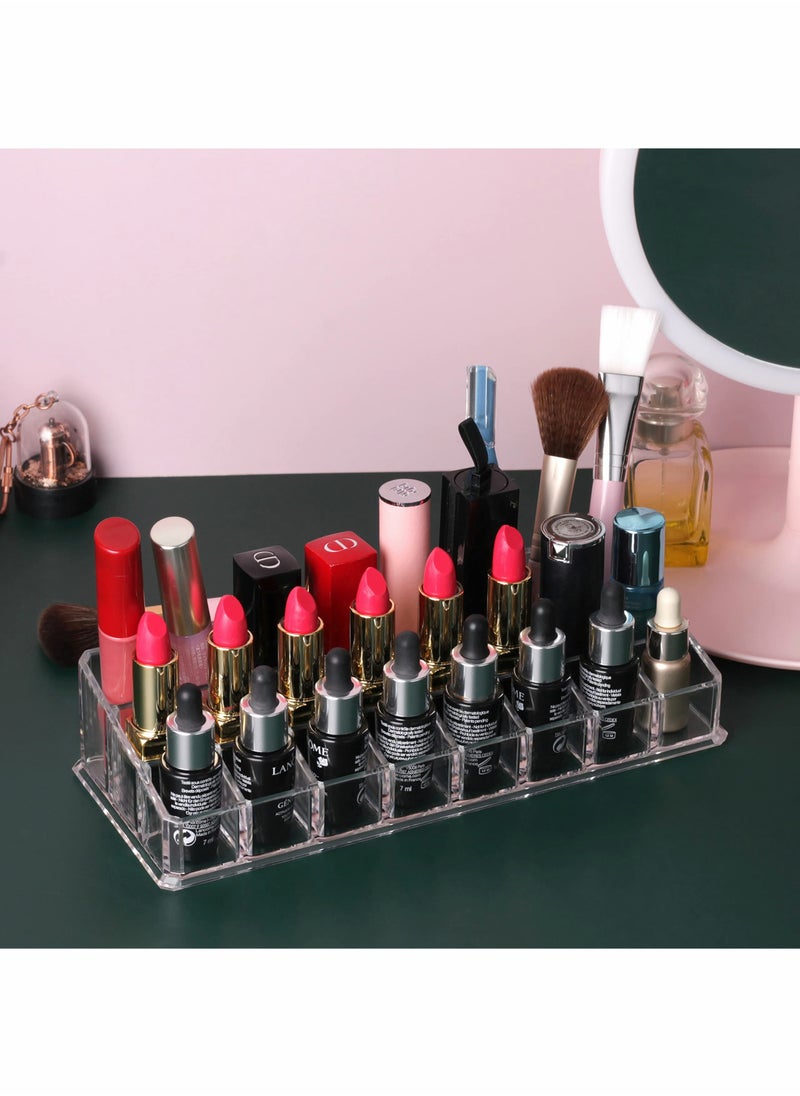 Excefore 24 Slots Spaces Lipstick Holder Transparent Clear Acrylic Thickening Makeup Organizer Display Stand  - Image 2