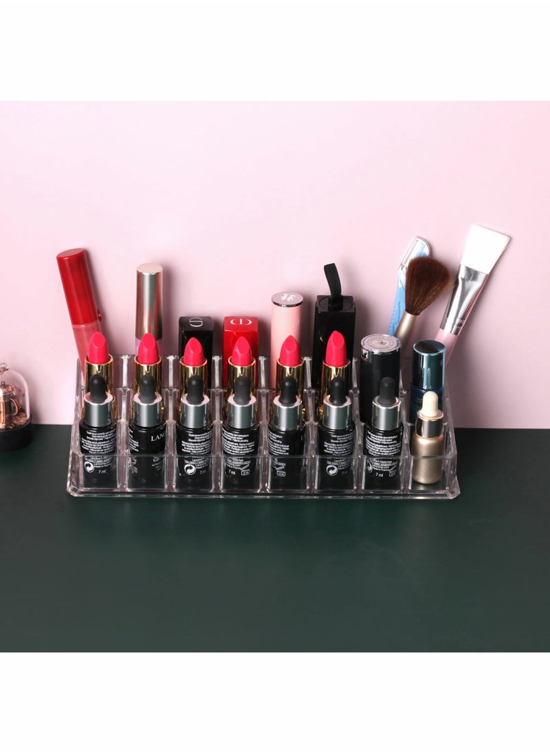 Excefore 24 Slots Spaces Lipstick Holder Transparent Clear Acrylic Thickening Makeup Organizer Display Stand  - Image 4