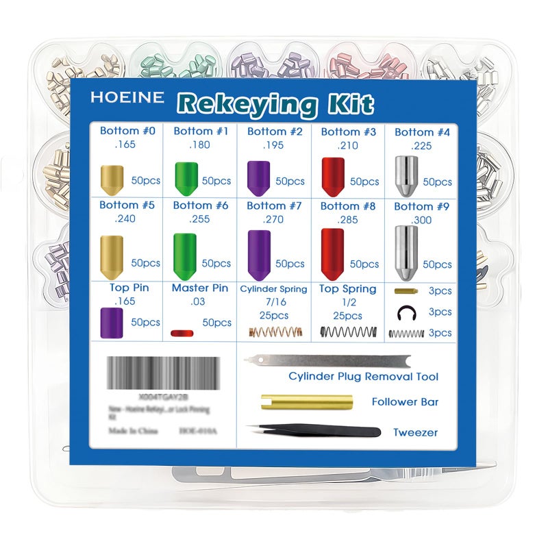 Hoeine Universal Rekeying Kit for Schlage Locks | Complete Lock Pinning Kit Includes Master, Bottom & Top Pins and Springs Professional Door Lock Re-Key Kit for Home & Commercial Security - Image 2