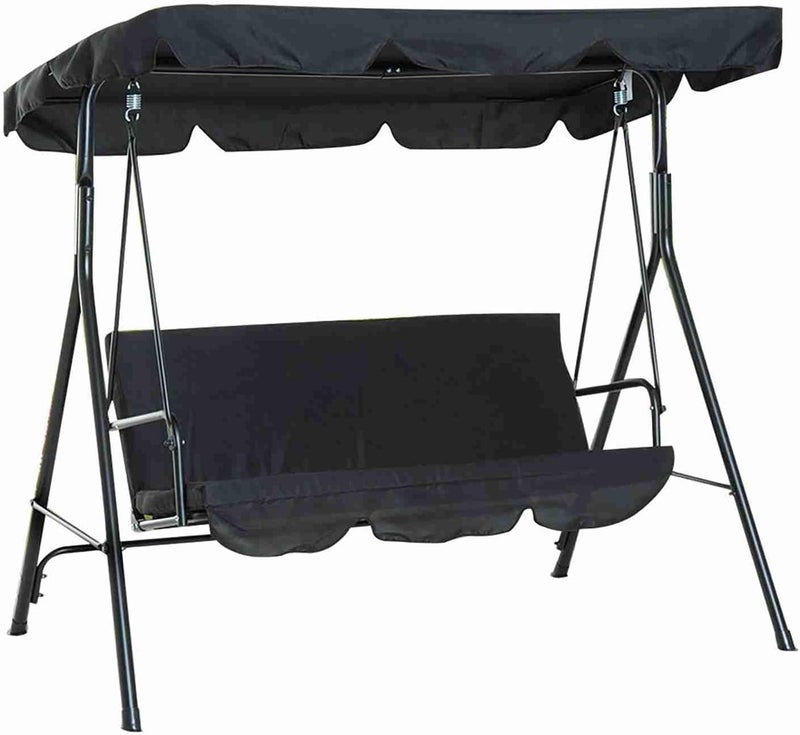 Swing Seat Top Cover, Outdoor Rainproof Canopy Replacement, Durable 190T Polyester Taffeta Anti Dust Protector with Resistance for Patio Swing (Black) - Image 1