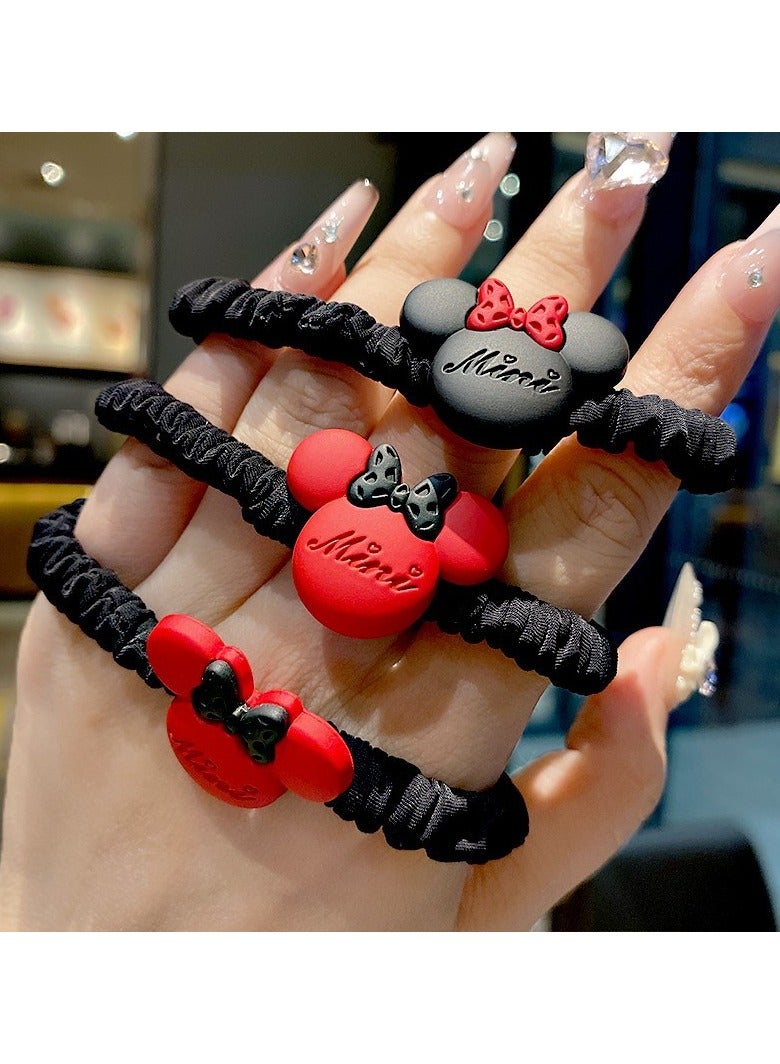 Disney Mickey Mouse Hair Bands 2-Pack - Stretchy Non-Slip Headwraps for Women & Girls | Cute Cartoon Hair Ties for Ponytail, Gym & Travel | Soft Elastic Hair Accessories (Black/Red) - Image 3