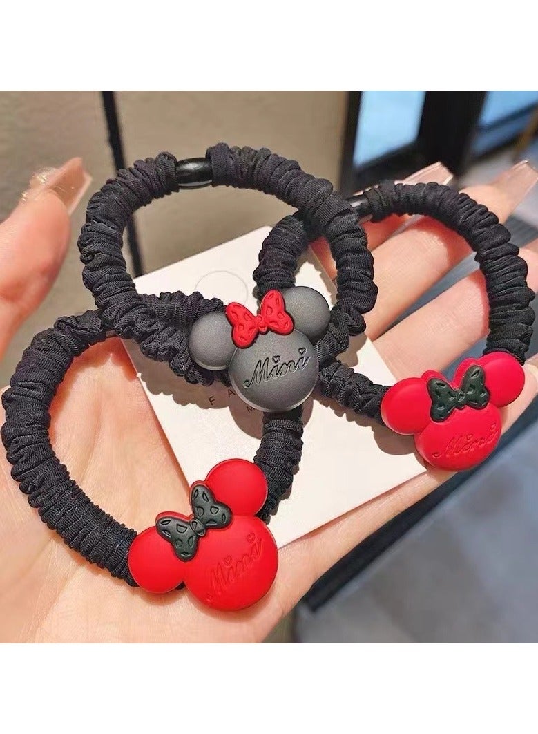 Disney Mickey Mouse Hair Bands 2-Pack - Stretchy Non-Slip Headwraps for Women & Girls | Cute Cartoon Hair Ties for Ponytail, Gym & Travel | Soft Elastic Hair Accessories (Black/Red) - Image 2