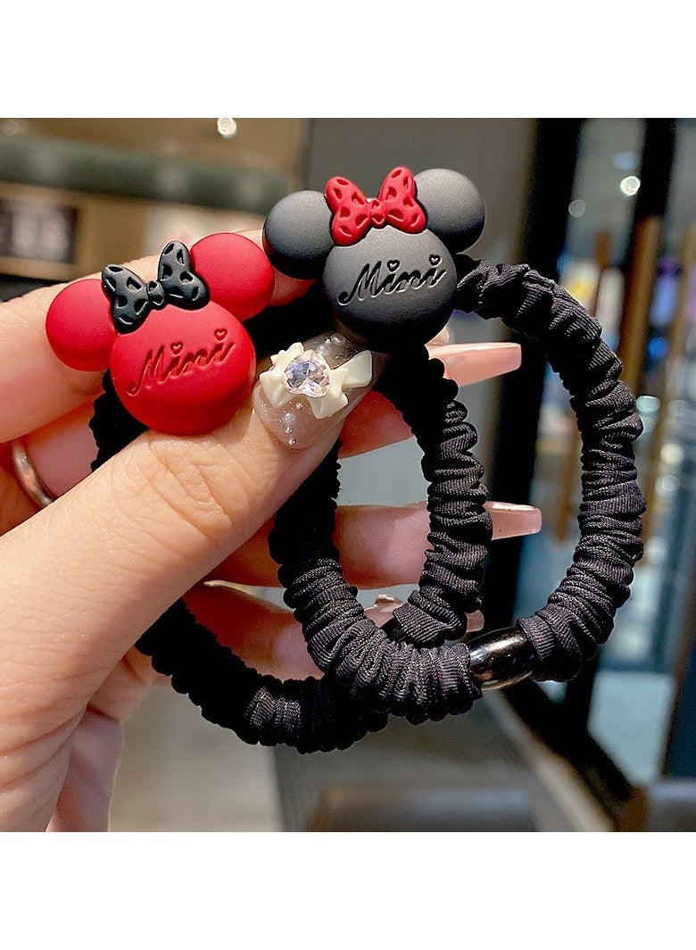 Disney Mickey Mouse Hair Bands 2-Pack - Stretchy Non-Slip Headwraps for Women & Girls | Cute Cartoon Hair Ties for Ponytail, Gym & Travel | Soft Elastic Hair Accessories (Black/Red) - Image 1
