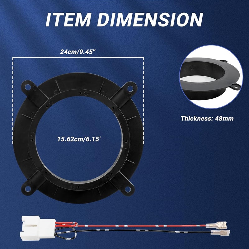 AICARS 6.5'' Front Door Speaker Spacer for Mazda 3, 6, CX-5, CX-9 (2013-2023) with Wiring Harness - Image 4