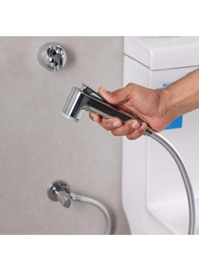 milano Shattaf Set - Chrome Finish| Acrylic Jet Spray For Toilet | Handheld Bidet Sprayer Kit-Sprayer, Sprayer Holder, Hose, Screws | Fits All Standard Shower Hoses | Bathroom Fixtures -Kevon - Image 5