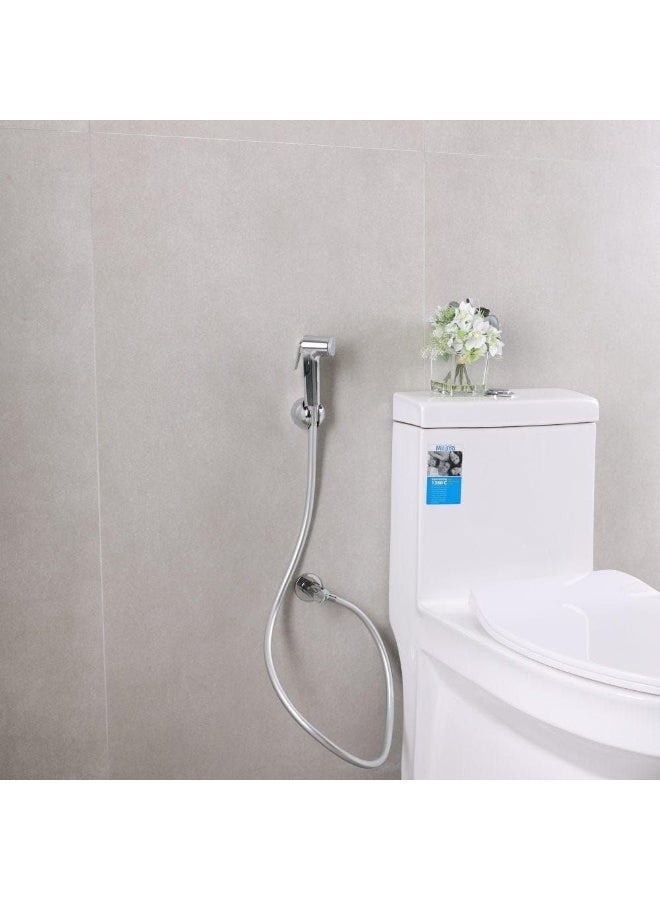 milano Shattaf Set - Chrome Finish| Acrylic Jet Spray For Toilet | Handheld Bidet Sprayer Kit-Sprayer, Sprayer Holder, Hose, Screws | Fits All Standard Shower Hoses | Bathroom Fixtures -Kevon - Image 3